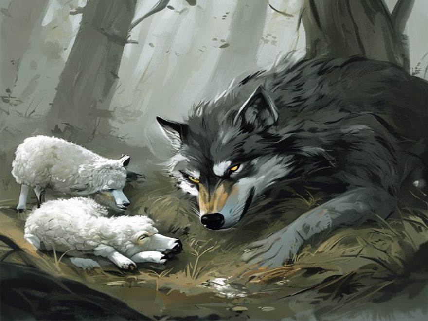 Der verletzte Wolf und das Schaf